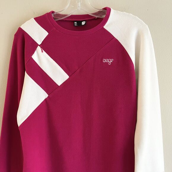 Orage Skiing Pink White Layering Top M Sweatshirt Long Sleeve Outdoors Fleece - Picture 2 of 12